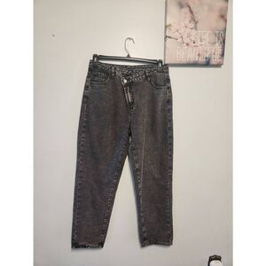 Shein Jeans Size Large High Rise Stretch Mom Jean Black Acid Wash